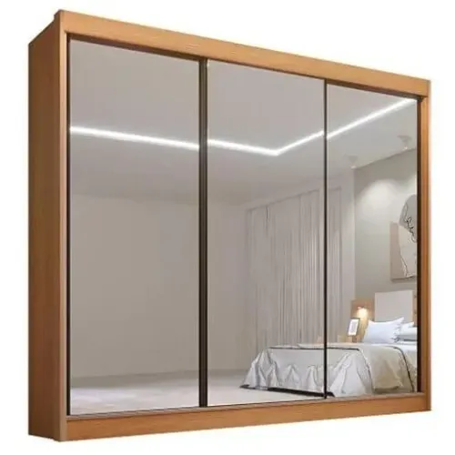 Roupeiro Dubai 3P com Espelhos Cinamomo - Entrega Rápida!