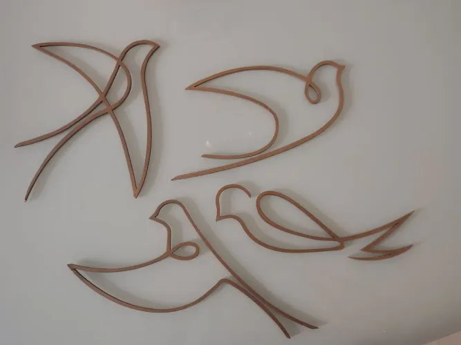 Conjunto de Pássaros Minimalistas, em MDF, usado