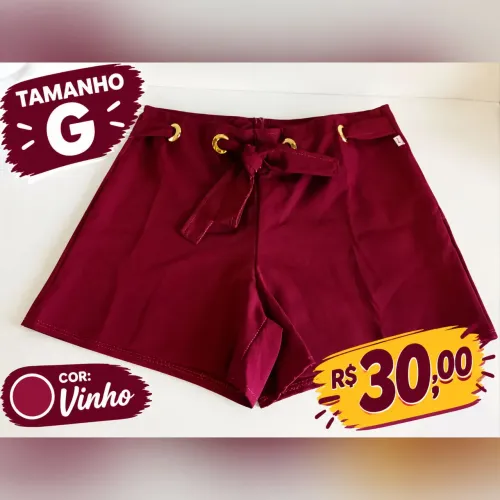 Short Vinho Tam G ( Aceito Cartão )