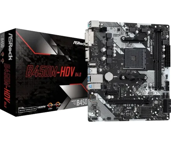 Placa Mãe Asrock B450m-hdv R4.0 Am4 Ddr4 M.2 Nvme Micro Atx