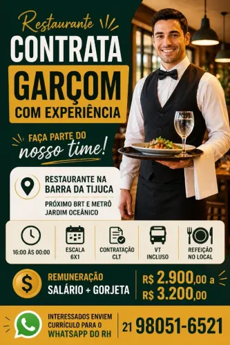 GARÇOM COM EXPERIÊNCIA _ JARDIM OCEÂNICO