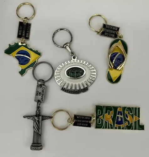 Kit 5 Chaveiros Brasil Bandeira Mapa Souvenir De Qualidade