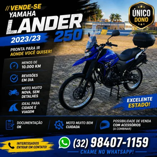 Yamaha Lander 250 2023 Completa c/ Acessórios para Viagem