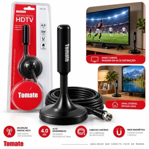Antena Digital HDTV Cabo 5 Metros Tomate MTA-3005 4.0