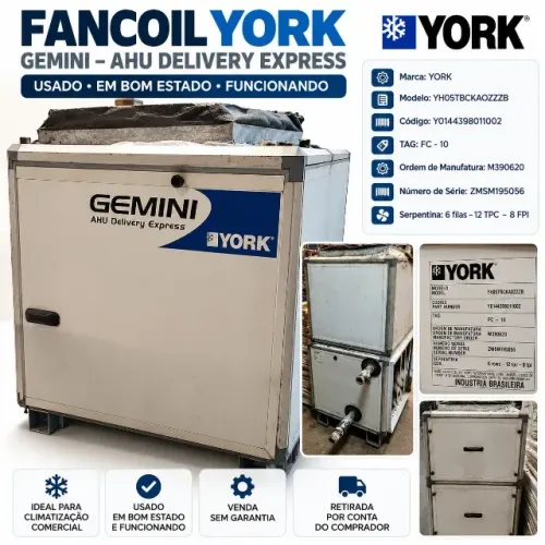 FANCOIL YORK GEMINI USADO - EQUIPAMENTO COMERCIAL