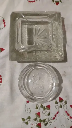 2 Cinzeiros Cristal e Vidro Vintage Decorativo