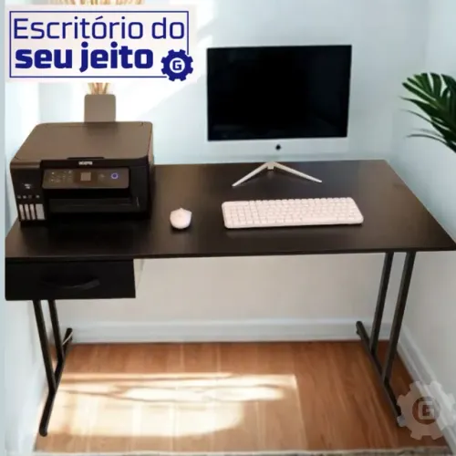 Escrivaninha Nova Reforçada com Gaveta 1,20M Mesa Multiuso Escritório Computador Notebook