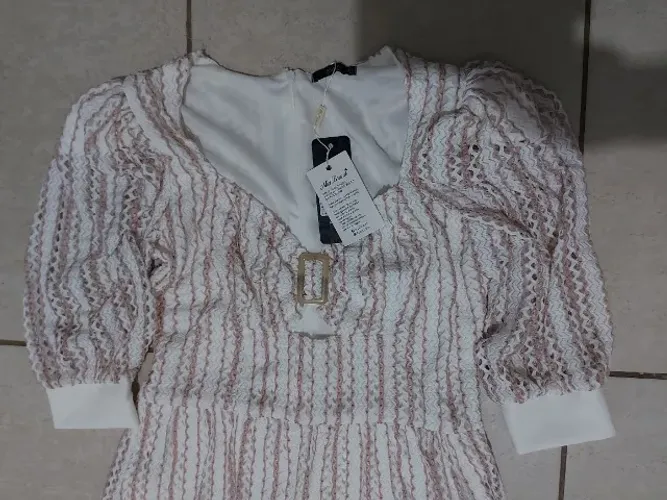 Vestido de Festa Branco e Rose NOVO - Mia Brand TAM M