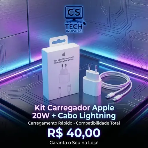 Kit Carregador Apple 20W Para Iphone + Cabo Lightning