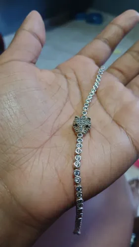 Pulseira de prata de pantera 
