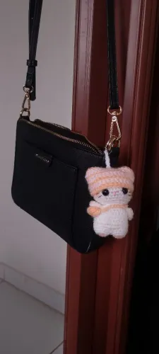 Chaveirinho de crochê de gatinho (Branco)