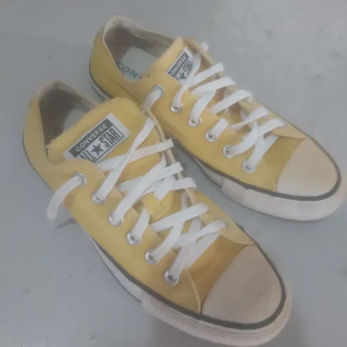 Tênis All Star Converse Amarelo Cano Baixo - Pouco Uso`