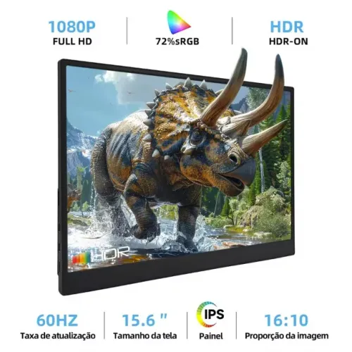 Monitor Portátil ZSUS 15.6" IPS, 1080P FHD, HDR, 60Hz, 72% Srgb, HDMI, Type-C. 12x 44,62