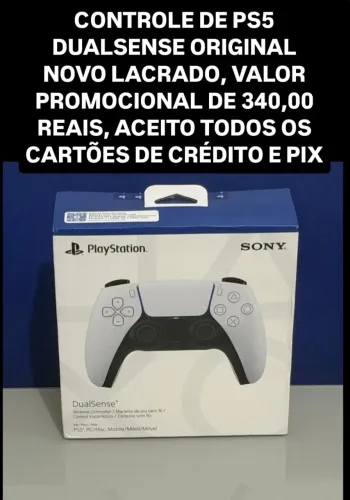 Controle de Ps5 DualSense original cor branco novo lacrado aceito cartão