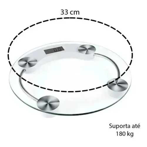 balança digital até 180 kg redonda vidro temperado cor branco vi-1566
