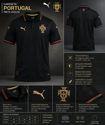 Camisa social de Portugal, original tamanho M