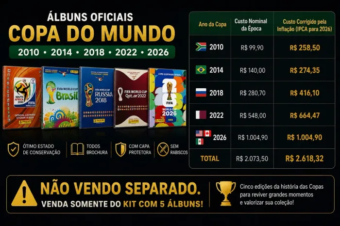 Kit álbum figurinhas Copa do Mundo