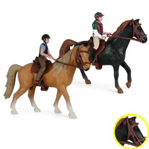 Miniatura Cavalo Com Cavaleiro E Arreio Realista Colecionável Fazendinha Cowboy Cada