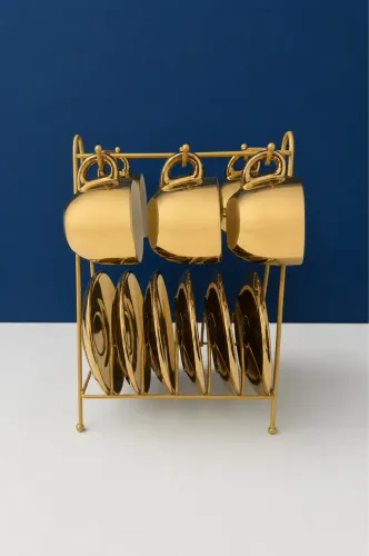 Jogo de Xícaras Wolff com Pires Dourado - 6 Peças | Elegância e Sofisticação