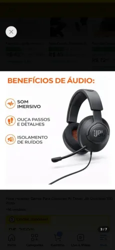 Vendo fone gamer jbl com fio