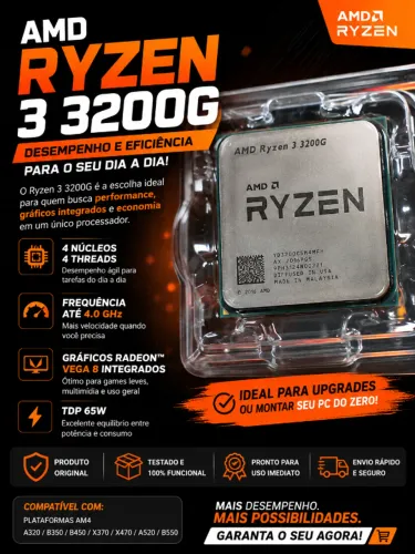 Processador AMD Ryzen 3 3200G AM4 - Excelente Estado