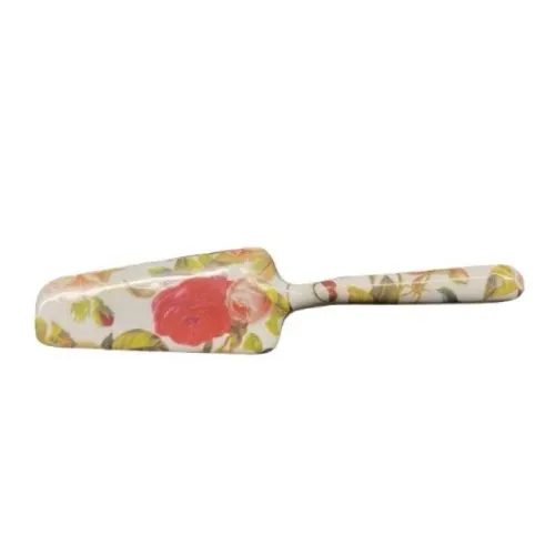 Antiga Espátula para Bolo em porcelana com cena floral.