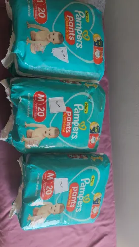 3 Pacotes Pampers Pantes Ajuste Total M 60 Fraudas Validade 01/2027