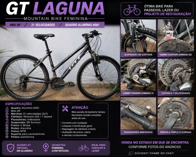Bicicleta GT Laguna feminina aro 26