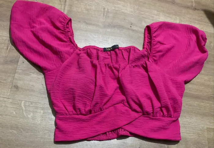 Blusa Cropped Ciganinha Pink Y&X - Tam GG - Detalhe Transpassado (Linda!)