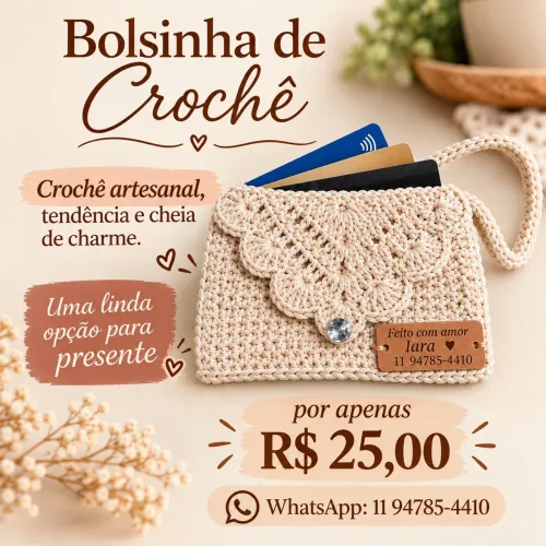 Bolsinhas de cartão de crochê