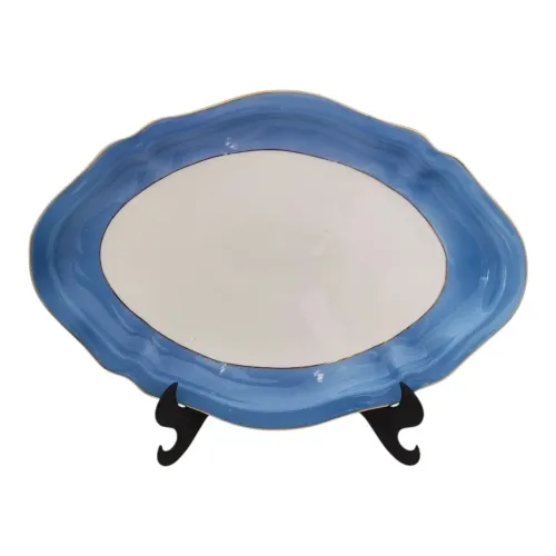Porcelana Mauá Anos 60 Travessa Oval Rasa Borda Fileta Ouro
