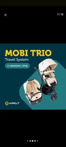 Carrinho de bebê Kit 3 em 1 Mobi Safety