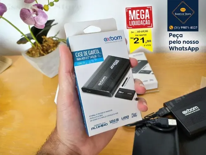 Case Externo para SSD e HD 2.5 Notebook Sata Usb 2.0 EXBOM - Promoção!
