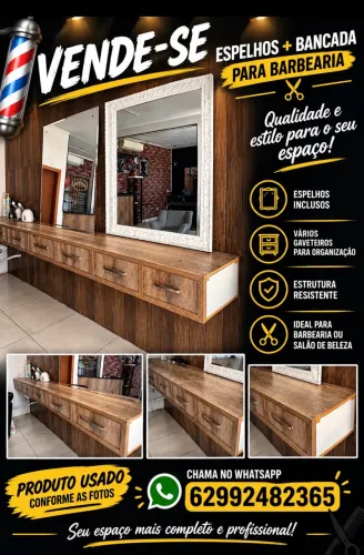 Vendo esses espelhos e a bancada para barbearia *