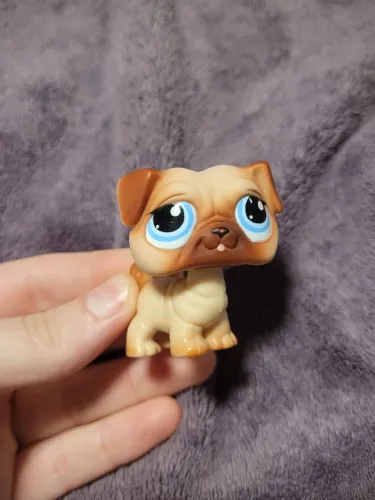 Littlest Pet Shop Pug Bege Olhos Azuis Original Hasbro LPS