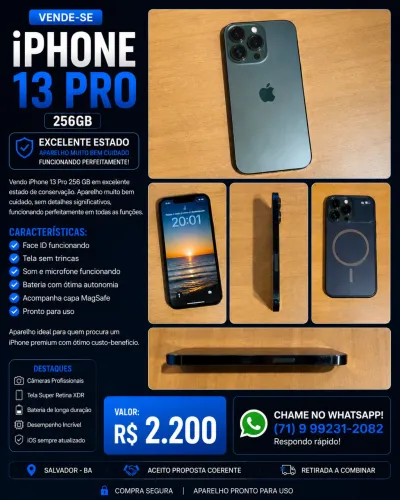 iPhone 13 Pro 256 $2200 único dono 