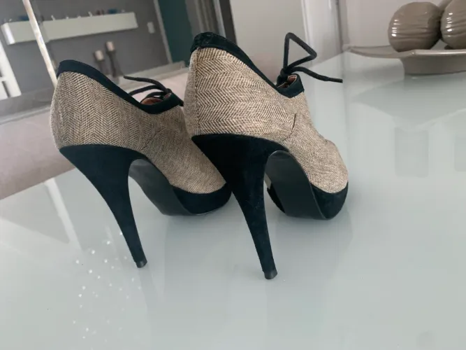 Sapato feminino estilo oxford elegante, linho com textura sútil n. 37 Marca Empório Naka