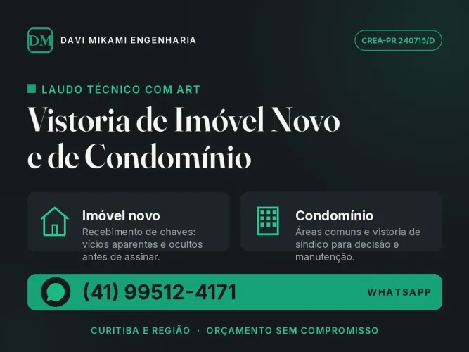 Vistoria de Imóvel Novo e Condomínio - Engenheiro Civil