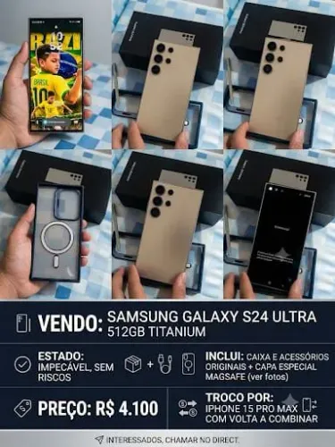 S24 ultra 512gb Titanium /troco por iPhone 15 pro max