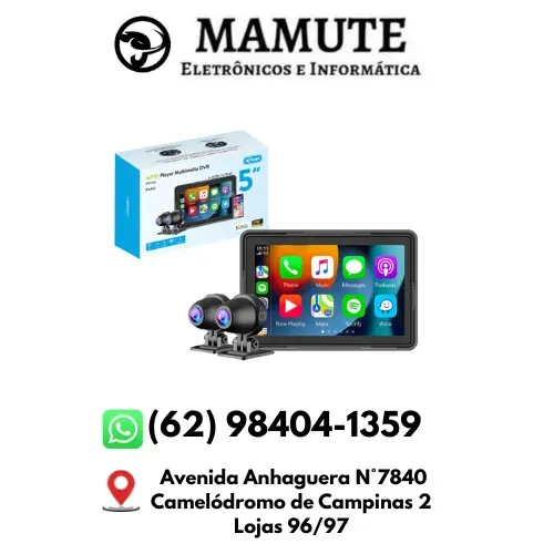 Multimídia para Moto DVR 5'' IPS CarPlay Android Auto Bluetooth IP67 Delivery