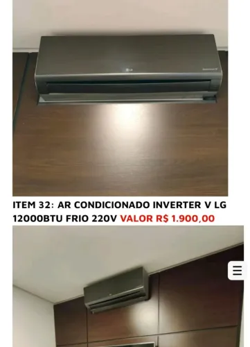 AR CONDICIONADO INVERTER V LG 12000BTU FRIO 220V