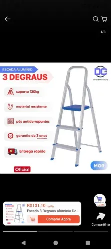 Vendo uma escada de alumínio 3 degraus nova 