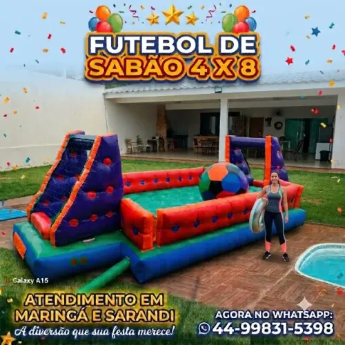 Locação de futebol de sabão Tobogã Pula Pula Piscina de Bolinhas