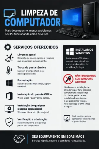 Serviços de manutenção para computadores