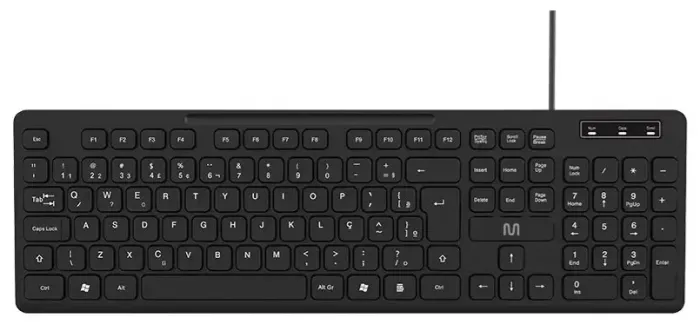 Teclado Soft Silence Preto Com Fio Teclas Baixas Multilaser Idioma Português Brasil