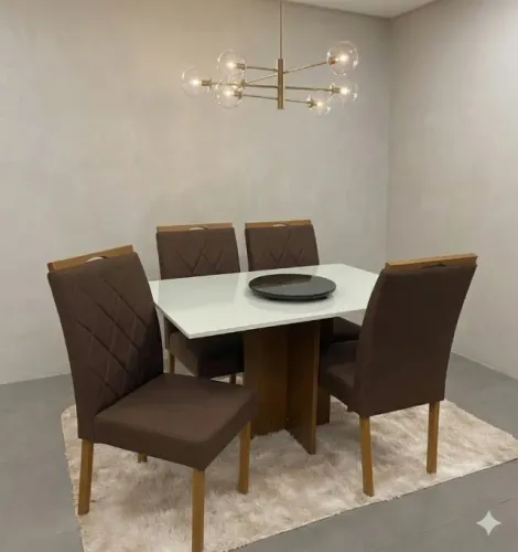 Mesa de Jantar Los Angeles com 4 Cadeiras Na Cor Marrom - Frete Grátis