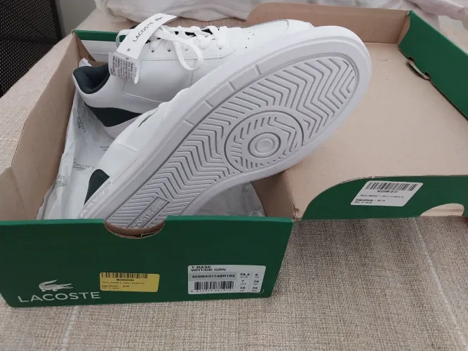 Tênis Lacoste Branco T-BASE Branco Detalhe Verde