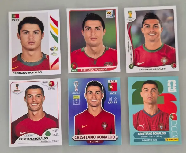Kit Colecionável de Figurinhas Cristiano Ronaldo Copas 2006 a 2026