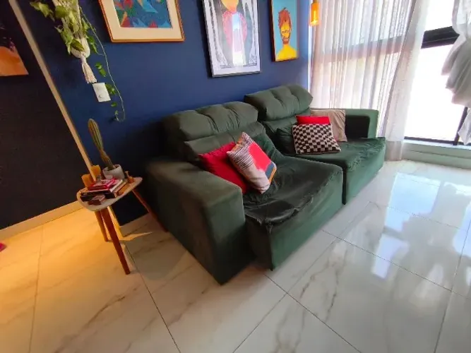 Sofá retrátil e reclinável verde 2m30cm