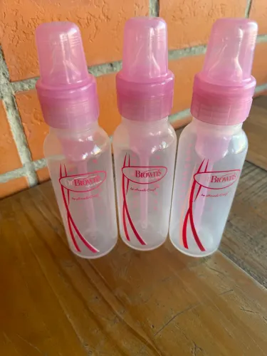Lote 3 Mamadeiras Dr. Brown 250ml Natural Flow Rosa 01un Fase1